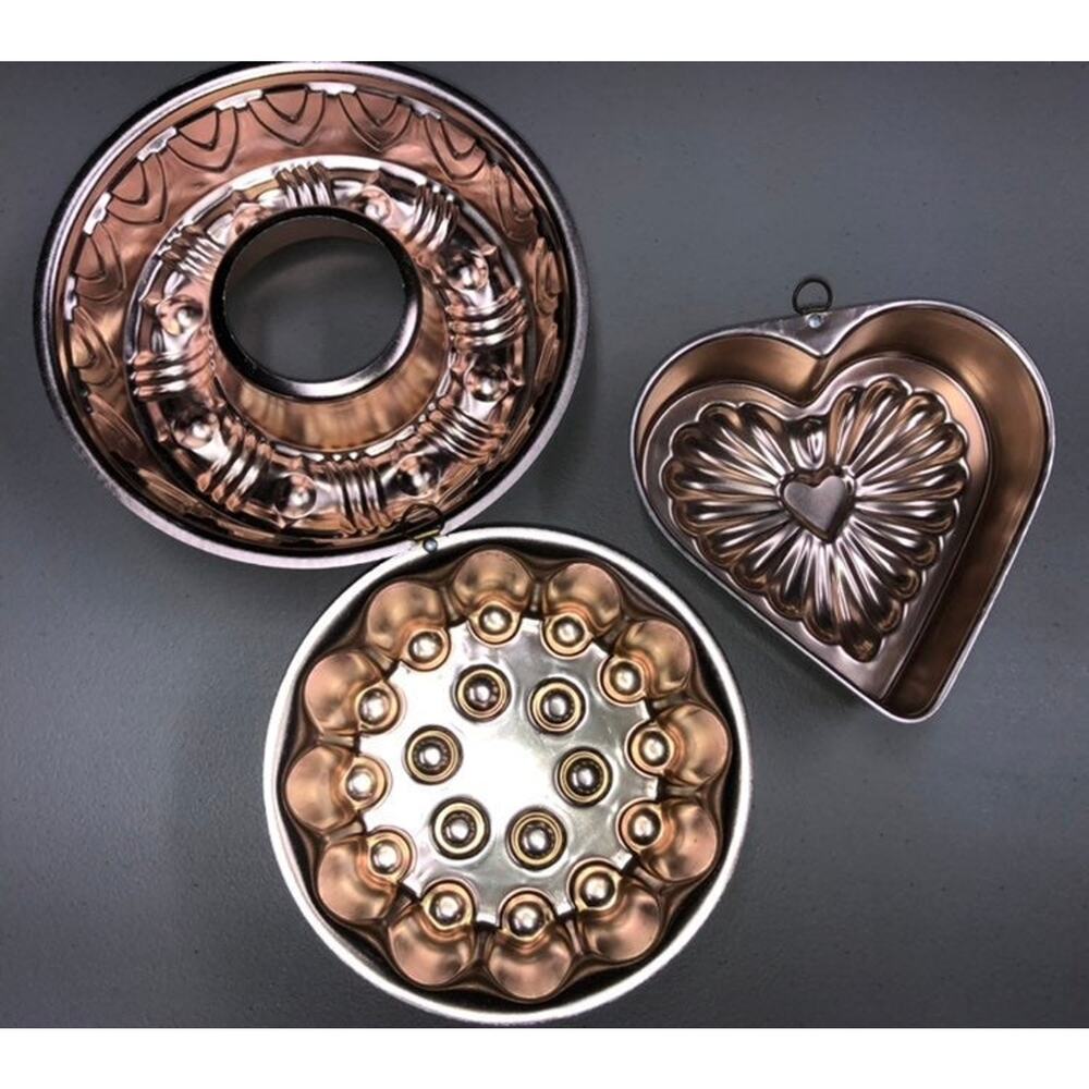 Vintage Set of 3 Rose Gold Jello Molds